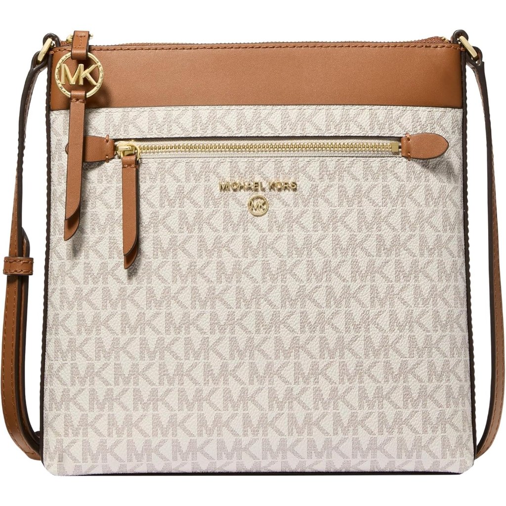 Women's Gold-Tone Hardware/Vanilla Jet Set Charm Small Flat Cross Body Bag